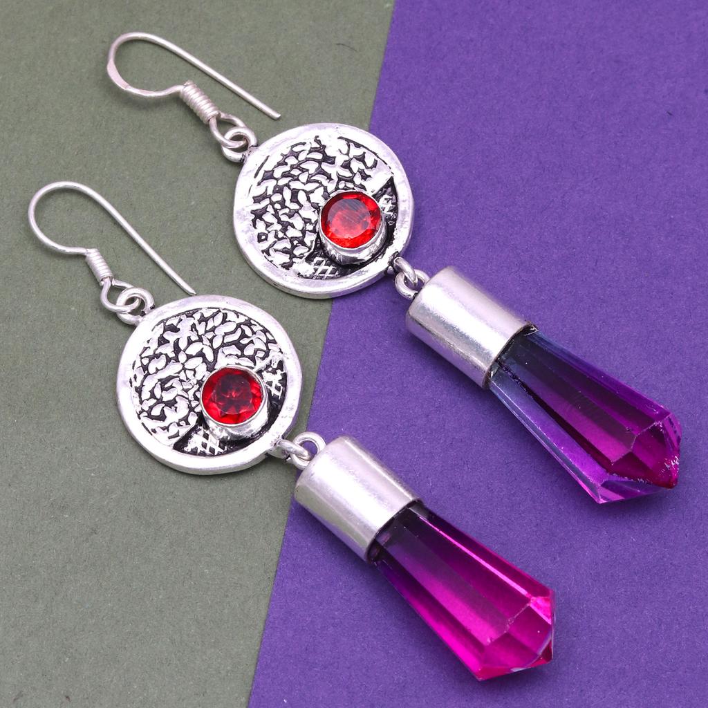 Green Tourmalinne Gemstone Mother's Day Silver Jewelry Pendant Earring Set