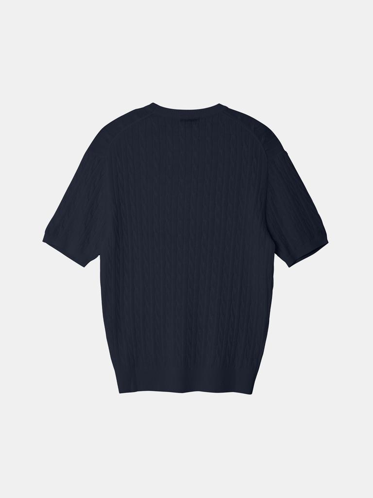 IKALOOK Multicolor Cable Round Short Sleeve Knit Tee Dd1Mmst143