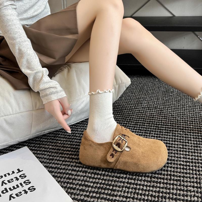 Platform-soled Boken shoes women's 2025 autumn new all-inclusive leather small lazy one-pedal single shoes