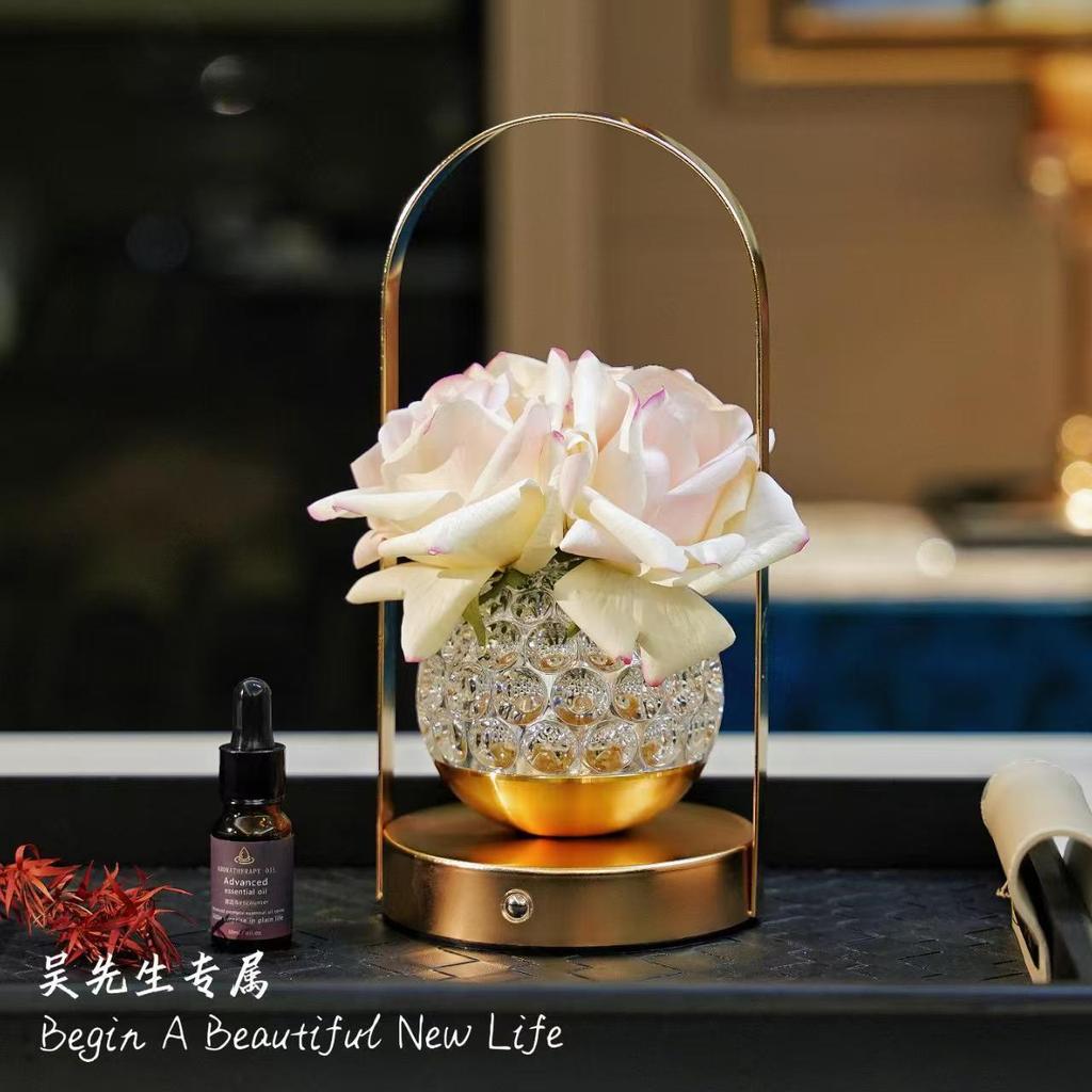 Vintage Handheld Crystal Rose Lamp - Creative Luxury Atmosphere Light, Elegant Bedside Lamp for Bedroom, High-End
