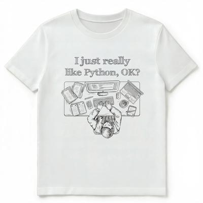 Lustiges Unisex-T-Shirt „Ich mag Python-Programmierung einfach sehr“