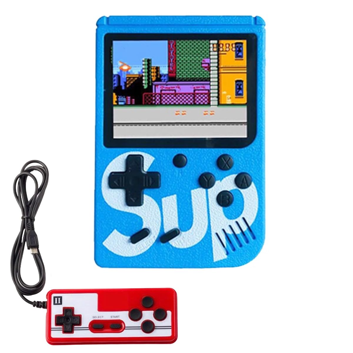 

Grigioy 400 Game Box SUP Type Portable Game Console Compatible Main Unit Retro Games 400 Types Controller Model [Play Games] Built-in (Blue) синій