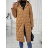 VEZFAA Women's Fashion Casual Fall Winter Solid Color Print Long Sleeve Jackets & Coats Down Coats
