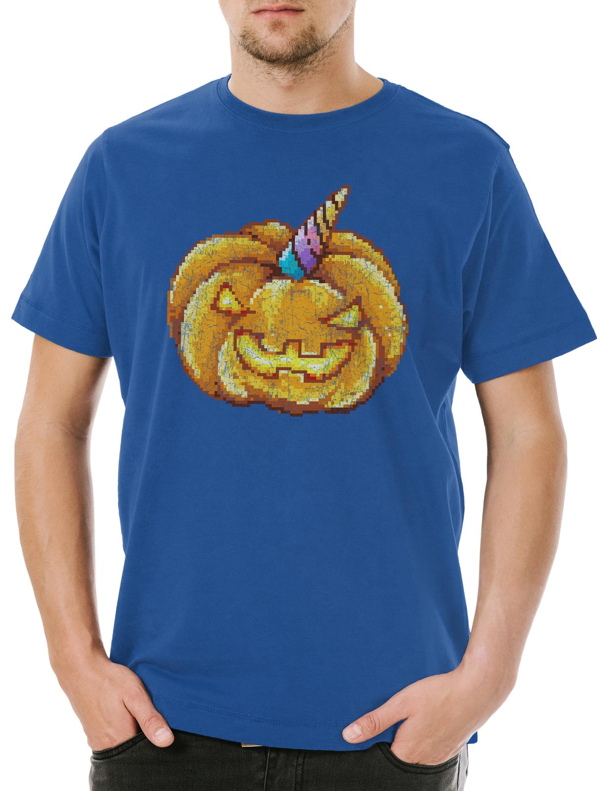 Pumpkin Unicorn Mens T-Shirt Halloween Pixel Pumpkin Unicorn Unicorn Pixel S