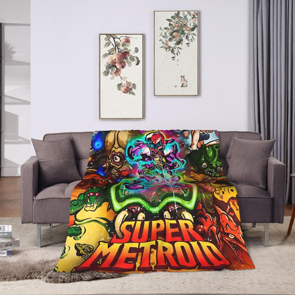 Metroids Helden Spiel Flanelldecke Super Weiche Kuscheldecke für Wohnzimmer Reise Büro Street Trend Tagesdecke Sofa Bettbezug