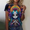 Fashion Women's T-shirt for Girls Summer Short Sleeve Sexy Girls Clothes Day of the Dead Undead Skull Pattern oversized T-shirts