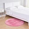 Furry Round Floor Mat Plush Soft Bedroom Rug Solid Color Machine Washable Fluffy Area Rug for Kids Rooms Nursery Living Room