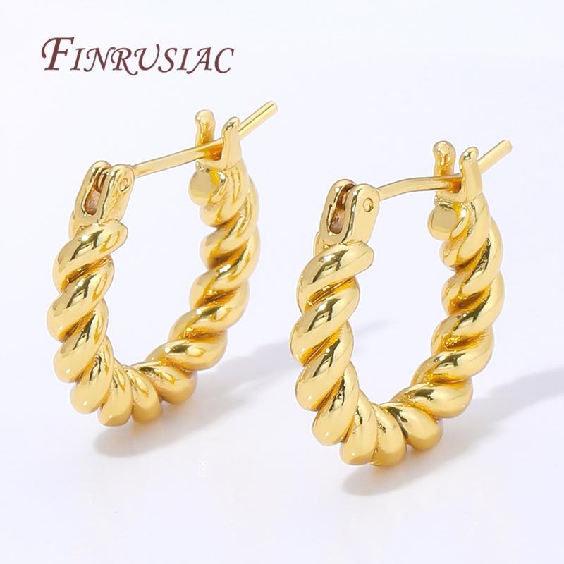 1/2/3Pairs 18K Gold Plated Vintage Twisted Hoop Earrings For Women,Circle Hoops Party Jewelry,Earrings Accessories