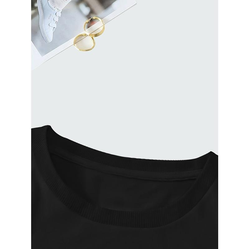 Europäische Größen Damen 100% Schmetterlingsprint Lässiges T-Shirt - Weiches Rundhals-Kurzarm-Oberteil, Maschinenwaschbar, Frühling/Sommer Alltags-Essential