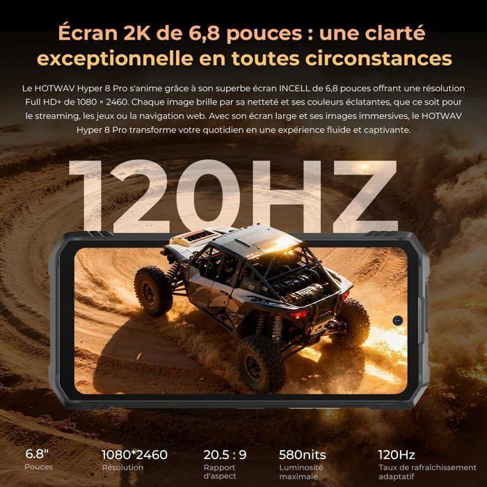 5G Telephone Portable Incassable HOTWAV Hyper 8 Pro 32Go+512Go 6,8" 2K Smartphone Robuste 12000mAh Caméra 108MP Dural SIM/NFC/IP68