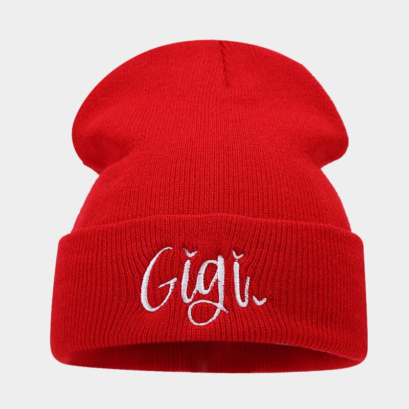 Autumn and winter men's and women's wool hats New casual versatile Gigi embroidered knitted hats Outdoor warm windproof cold hats