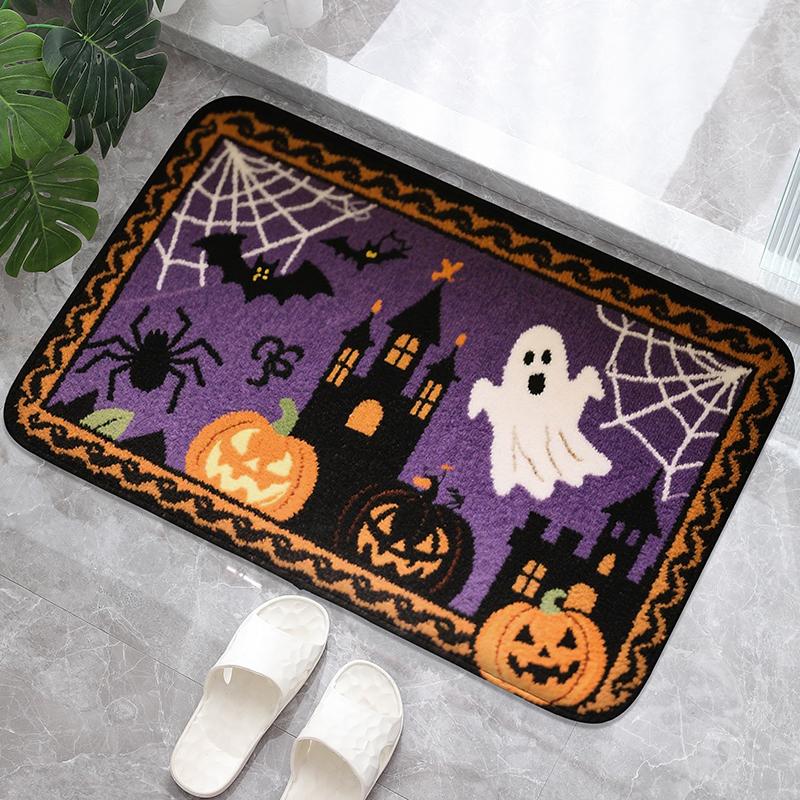 A Pair of Bat Bathroom Anti Slip Floor Mats, Washbasin Absorbent Foot Mats, Shower Room Small Carpet, Bathroom Door Mat