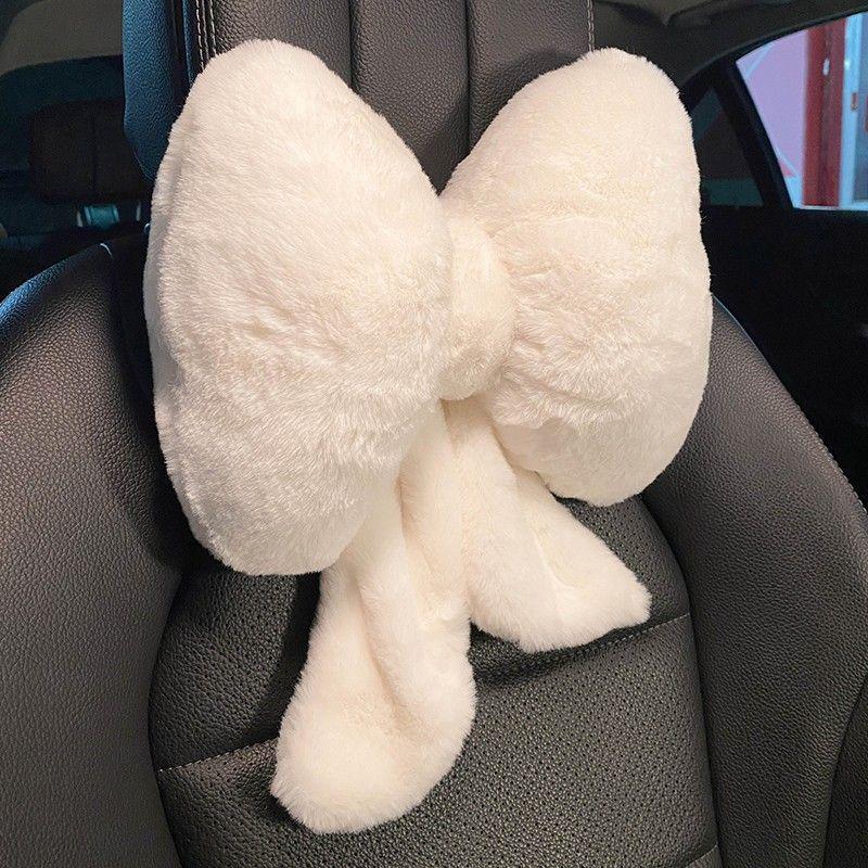 Car Headrest Bowknot Neck Support Pillow - Cervical Seat Cushion Pair