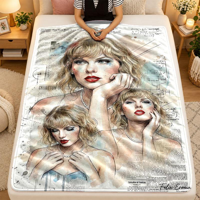 Flannel BlanketTaylor Swift Warm Soft Throw Blanket for Indoor Sofa Bed Living Room Use