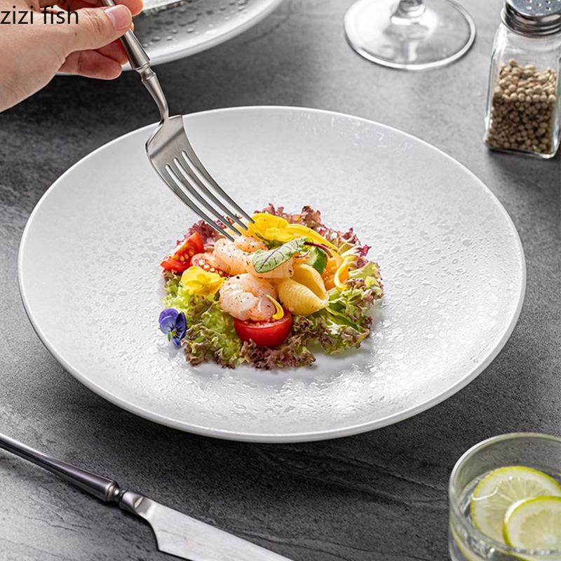 Creative High Foot Ceramic Plate Restaurant Salad Plate Dessert Dish Steak Plate Sushi Dish Molecular Cuisine Featured Tableware