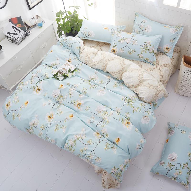 Flower Comforter Bedding Set Simple Pink Bed Linens Bed Linings Queen Duvet Cover Bed Sheet And Pillowcase King Size For Girls