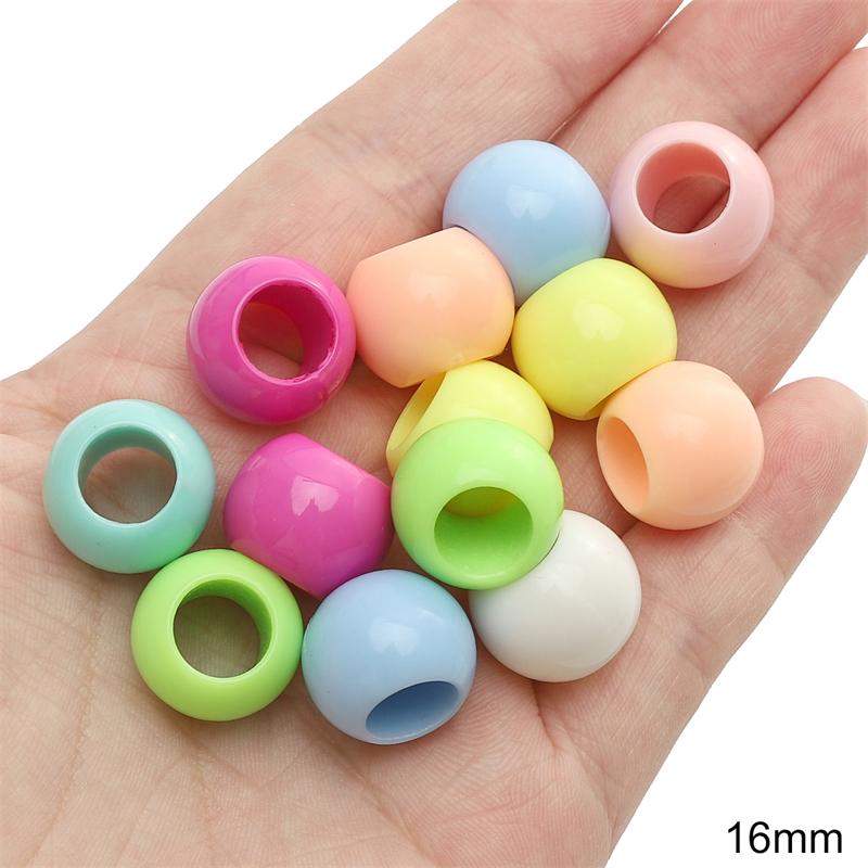 

10-200 шт./пакет Акриловые бусины цвета мороженого с большими отверстиями для браслетов, ожерелий, сережек, ювелирных изделий, аксессуаров 16mm 25pcs/bag