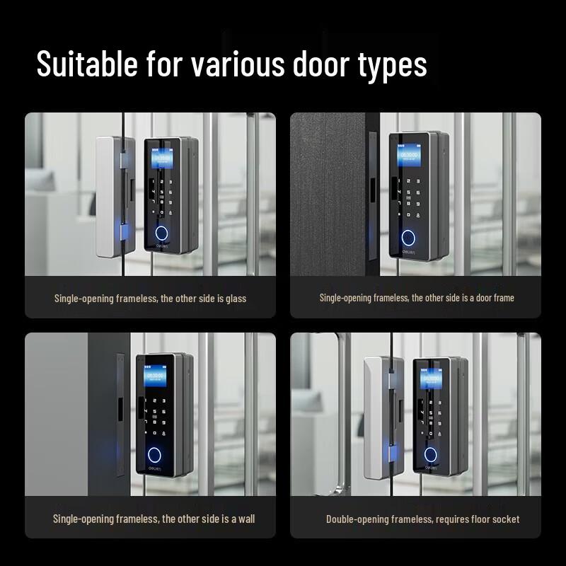 Deli AL195 Smart Fingerprint Glass Door Lock CN plug (adapter included)