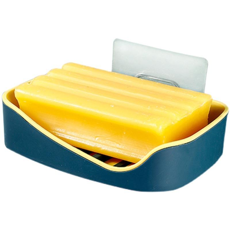 Double-layer Bathroom Soap Box Rack, Bathroom Draining Storage Rack, Household Wall-mounted Soap Box Without Drilling