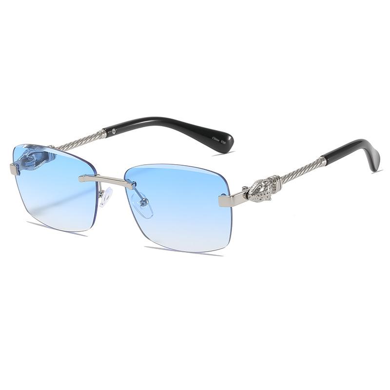 Spice Girl Frameless Sunglasses Women'S Metal Leopard Head Premium Sense Sunglasses Street Shooting Personality Versatile Glasses Men