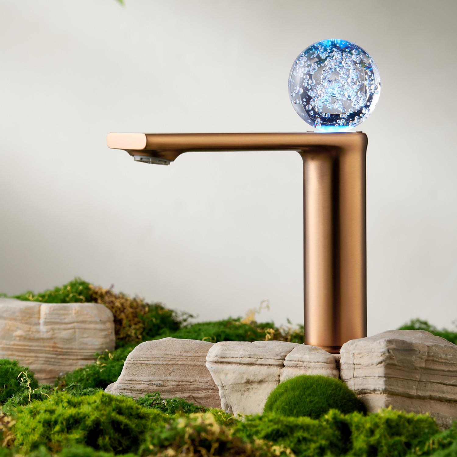 Hot and Cold Faucets, Washbasins, Bathroom Basins, Washbasins, Flat Plates, Single Hole Household Faucets (Rose Gold,Brass) розового золота