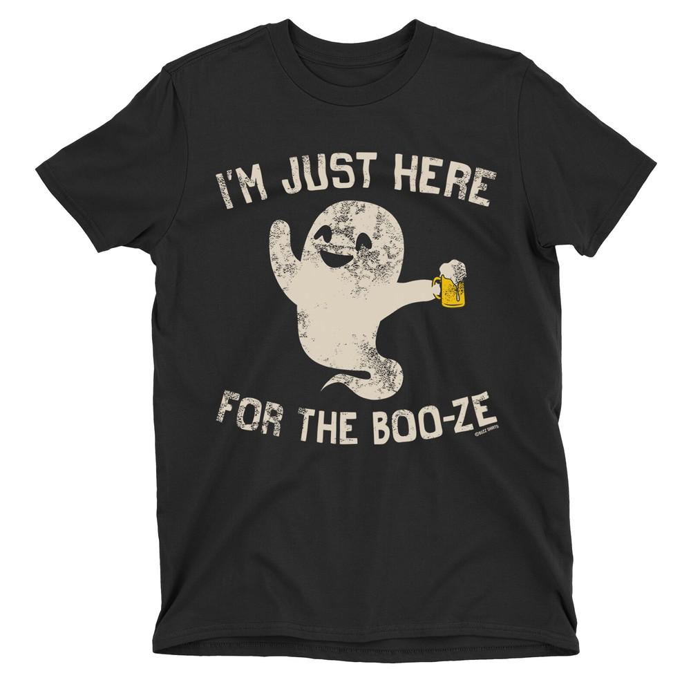 HALLOWEEN Costume T-Shirt Here For Booze Party Womens Mens  Fancy Dress