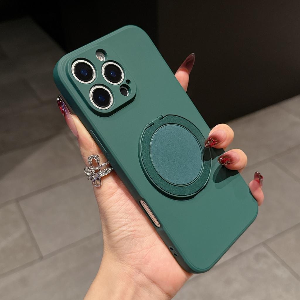 360° Rotate Stand Holder Liquid Silicone Case For iPhone 16 E 15 14 Plus 13 12 Mini 11 Pro Max Ring Kickstand Grip Bracket Cover