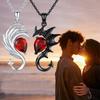 Neue Schwarz-Weiß-Farbe Herz Engel Teufel Flügel Anhänger Halskette Ohrringe Einzigartiger Mode Gothic Valentinstag Schmuck Geschenk