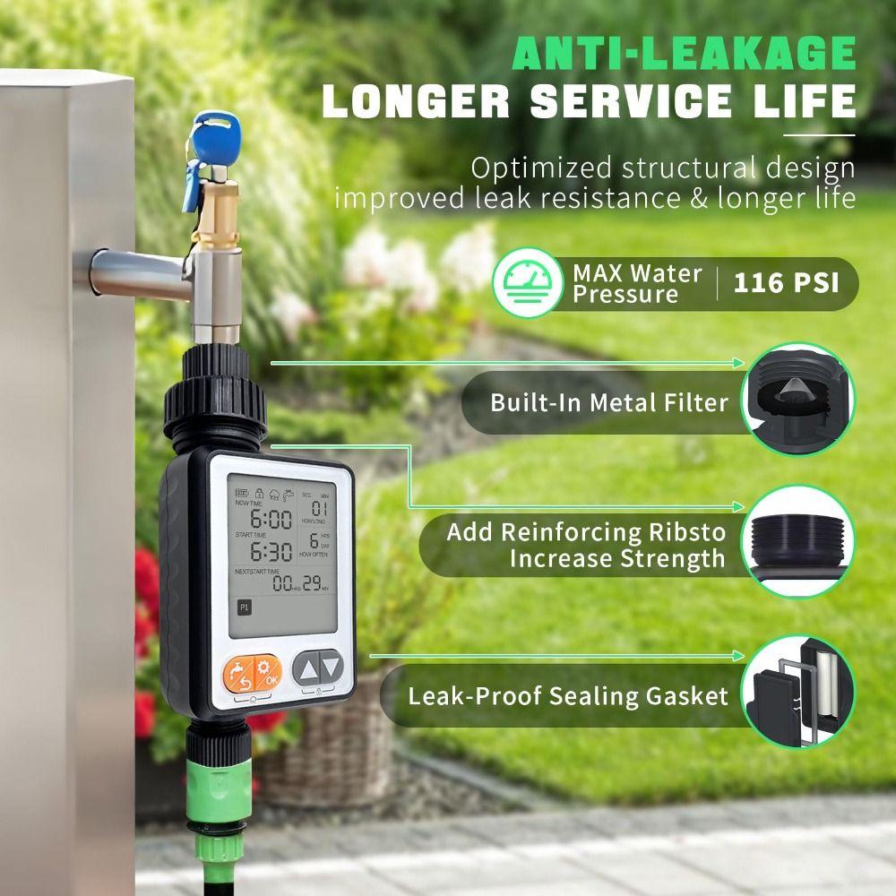 Large Screen Digital Watering Timer IPX5 Waterproof Garden Watering Timer  Garden Sprinkler Systems