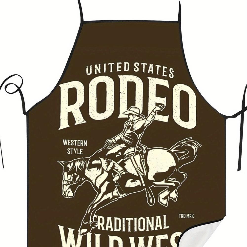 Retro Western Cowboy Rodeo Apron, US Traditional Wild West Style, Equestrian Print