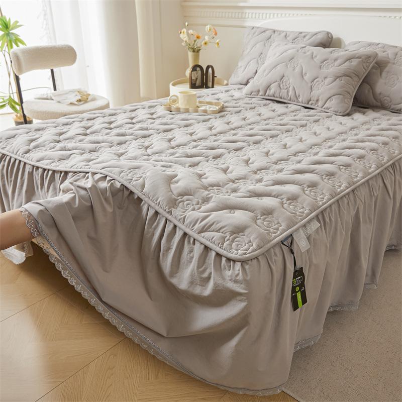 3 szt. Falbana na kołdrę, Poszewka na poduszkę, Pikowana narzuta na łóżko, Elegancki styl, Falbanka, Falbana do łóżka, Odporna na zagniecenia i blaknięcie pościel