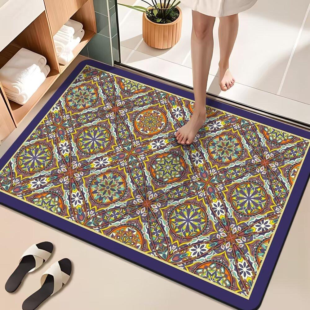 Colorful Brick Carpet Foot Mat Entryway Non-Slip Door Mat Diatomaceous Earth Water Absorbent Quick-Dry Floor Mat