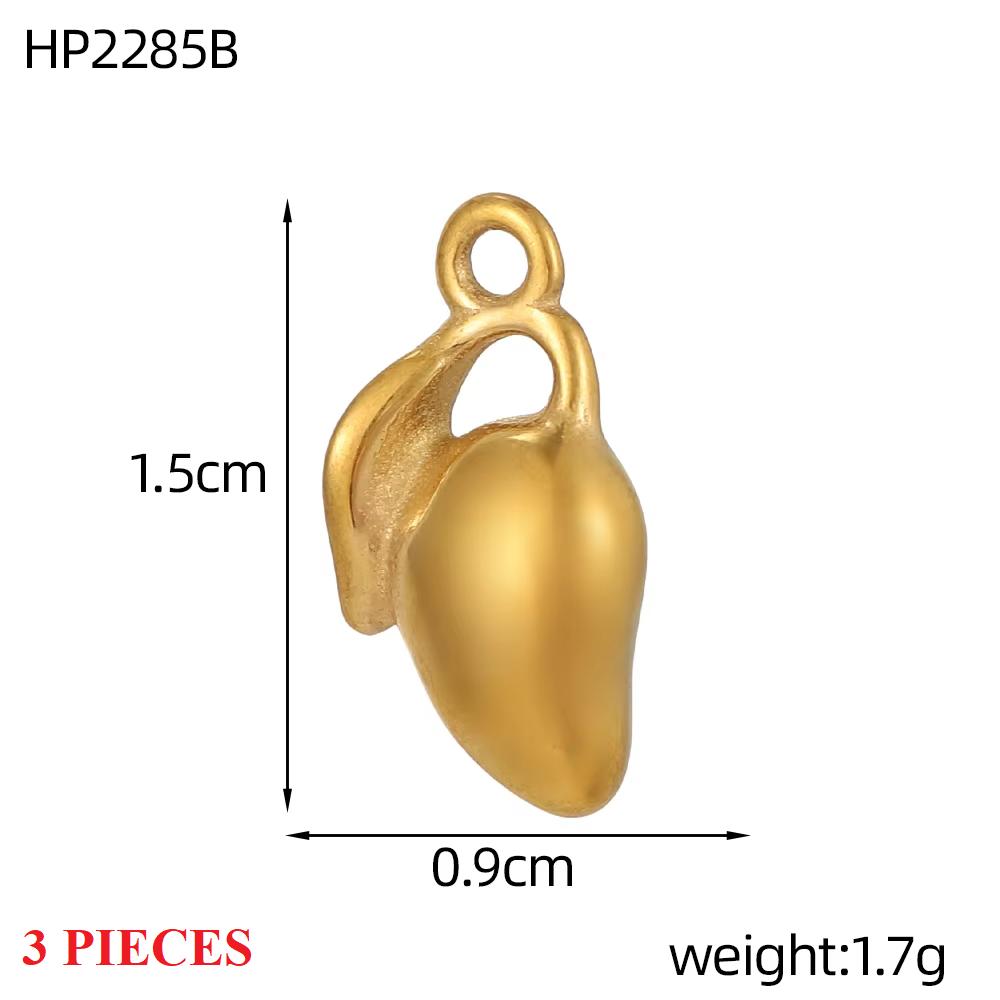 3PCS/LOT CARLIDANA Gold Plated Stainless Steel Charms, Cute 3D Mushroom Candy Fruit Pendants for DIY Bracelet Earring Jewelry