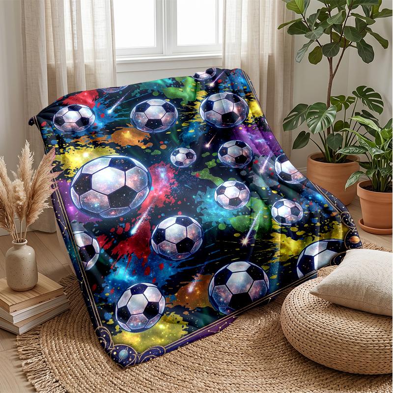 Soccer Ball In Water Theme Blanket Lightweight Warm Flannel Blanket Decorative Throw Blanket for Home Decoration