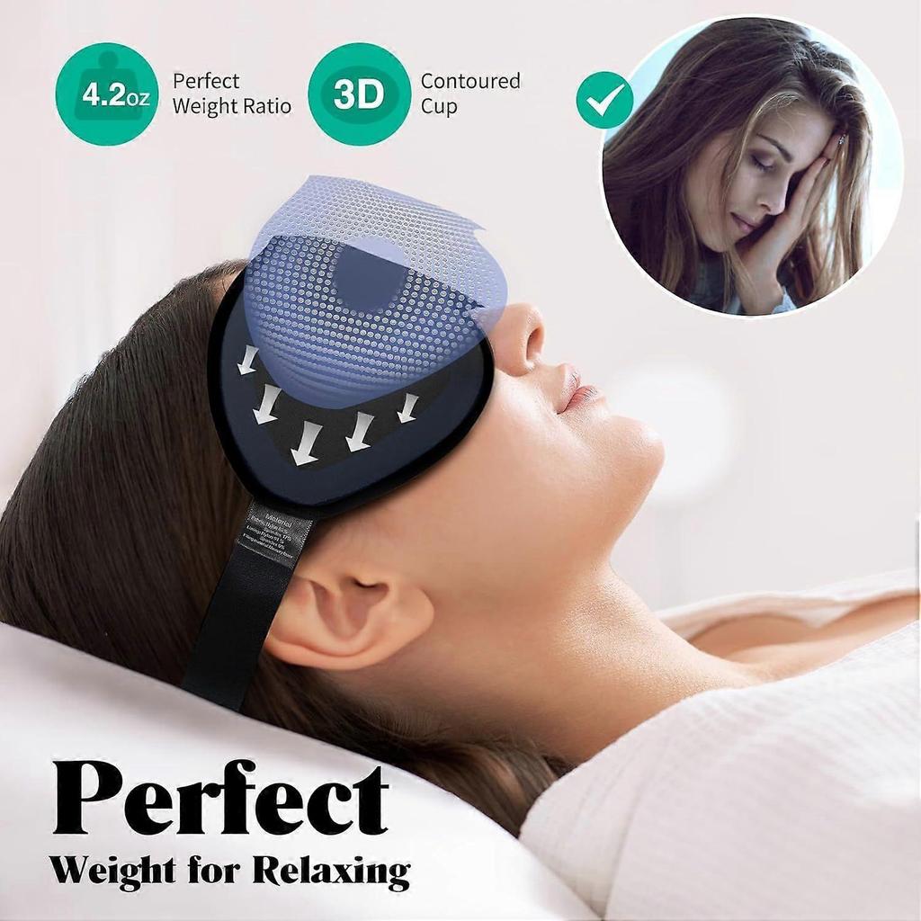 Weighted Sleeping Eye Mask, Blackout 3D Contour Sleeping Eye Mask with Adjustable Straps, Unisex, Memory Foam, Gentle Pressure Relief Comfort Ey