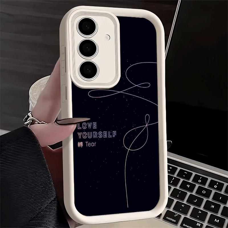 Phone Case for Samsung Galaxy A17 A16 A15 A14 A13 Love Yourself Flower Heart Line Kpop A56 A36 A26 A55 A35 A25 A54 A34 A24 A53 A