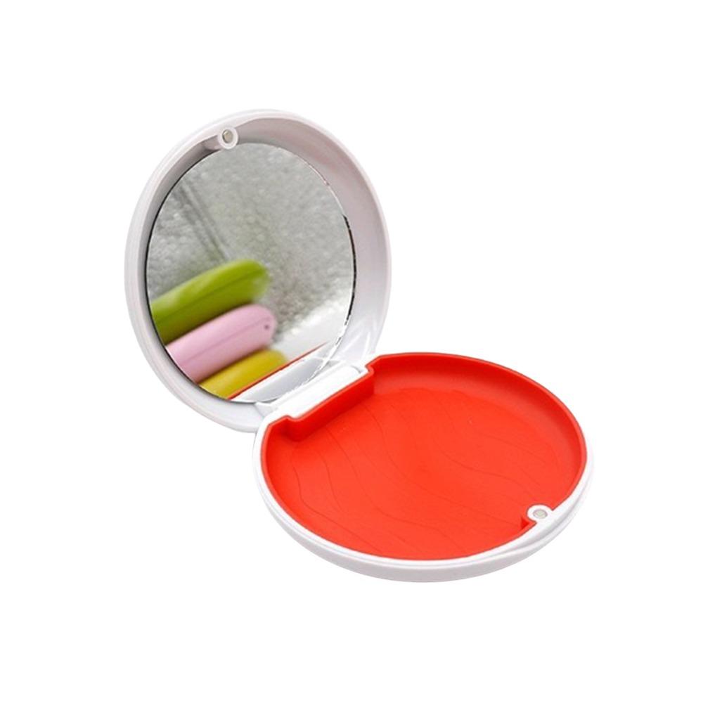 Magnetic Invisible Braces Storage Box Large Capacity Waterproof False Teeth Container with Mirror Orthodontic Retainer Case