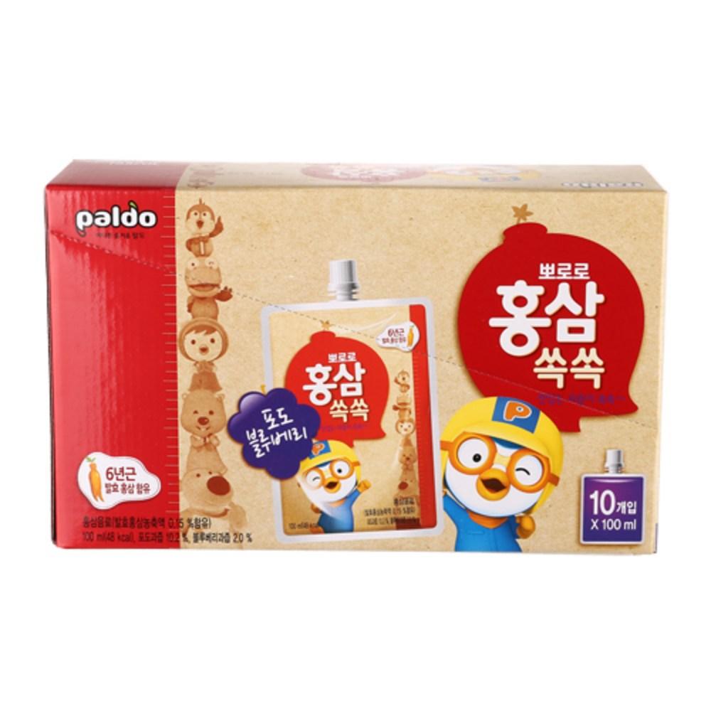 Pororo Red Ginseng (Grape & Blueberry) 100ml x 10 Packs - 3 pcs 100ml