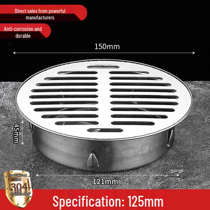 Non-Clogging Stainless Steel Floor Drain with Large Capacity & Direct PVC Insertion for Outdoor Use