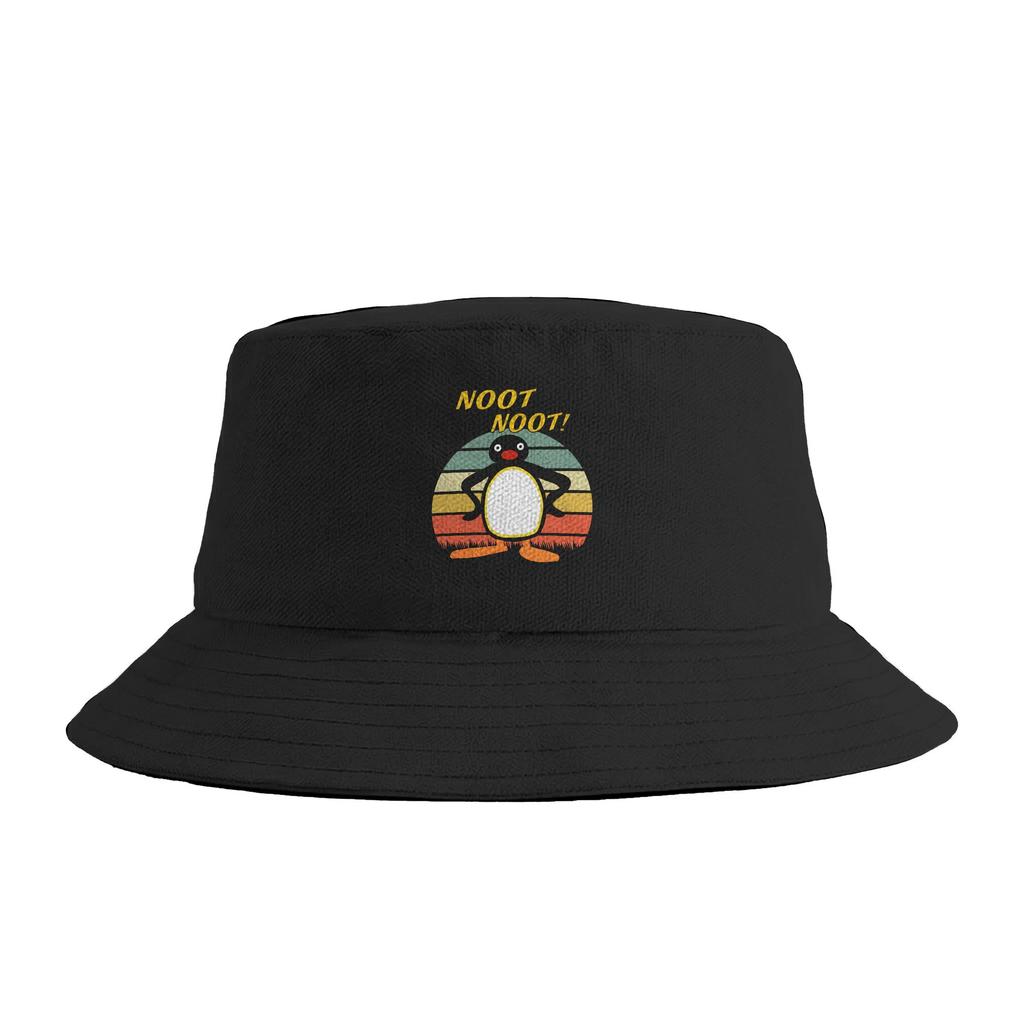 Hi Pingu Bucket Hat For Couple FisherUnisex Hats Casual Vacation Caps Breathable Hip Hop Graphic Sun Hats