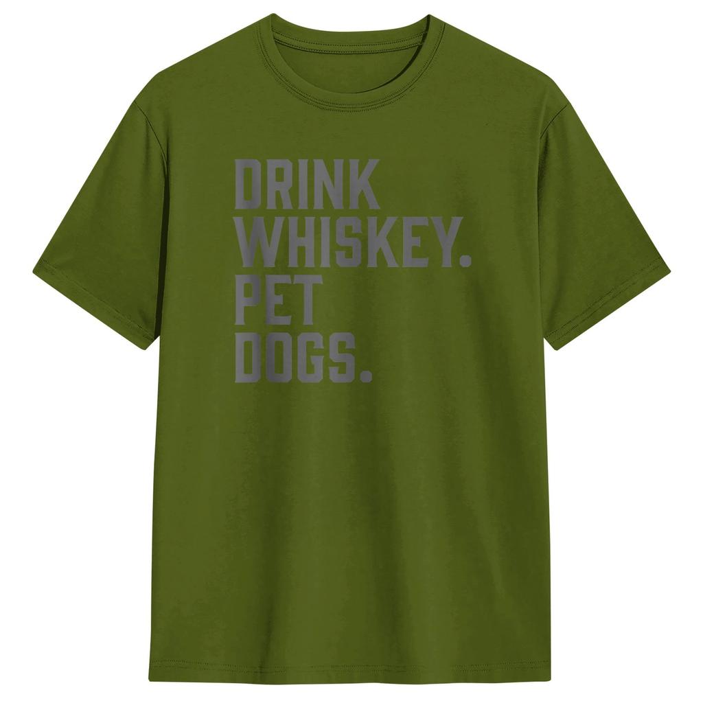 Drink Whiskey Pet Dogs Funny TShirt Unisex Vintage T Shirts Summer ONeck Trendy Cool Tee Shirt Print Oversized Clothes