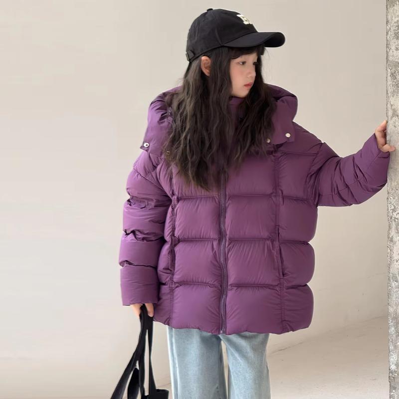 Children's Down Jacket Hooded Natural Fur Collar Winter Girls' Coat Warm White Duck Down Boys' Loose Fit Jacket