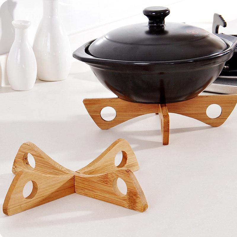 Wood Pot/Spoon Rests Heat Insulation Wooden Pads Pot Holder Cooking Storage Kitchen Accessories