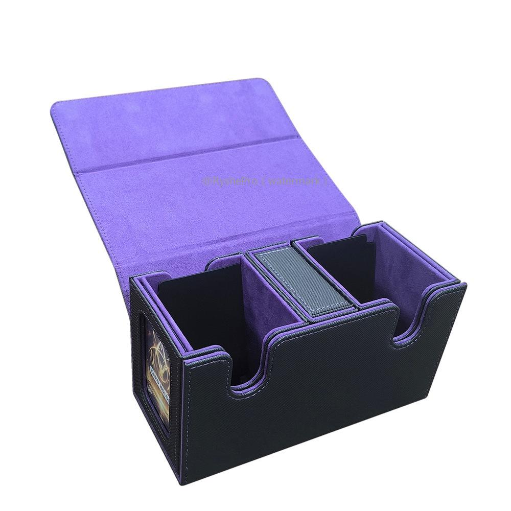 3-in-1 Card Deck Box Holds 200+ Sleeved Card Magnetic Card Case with 2 Commander Display and 1 Dice Tray for MTG TCG Sports