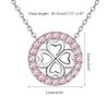 Ladies Fashion Jewelry High Quality White Pink Crystal Zircon Flower Leaf Pendant Four-leaf Clover Necklace Jewelry