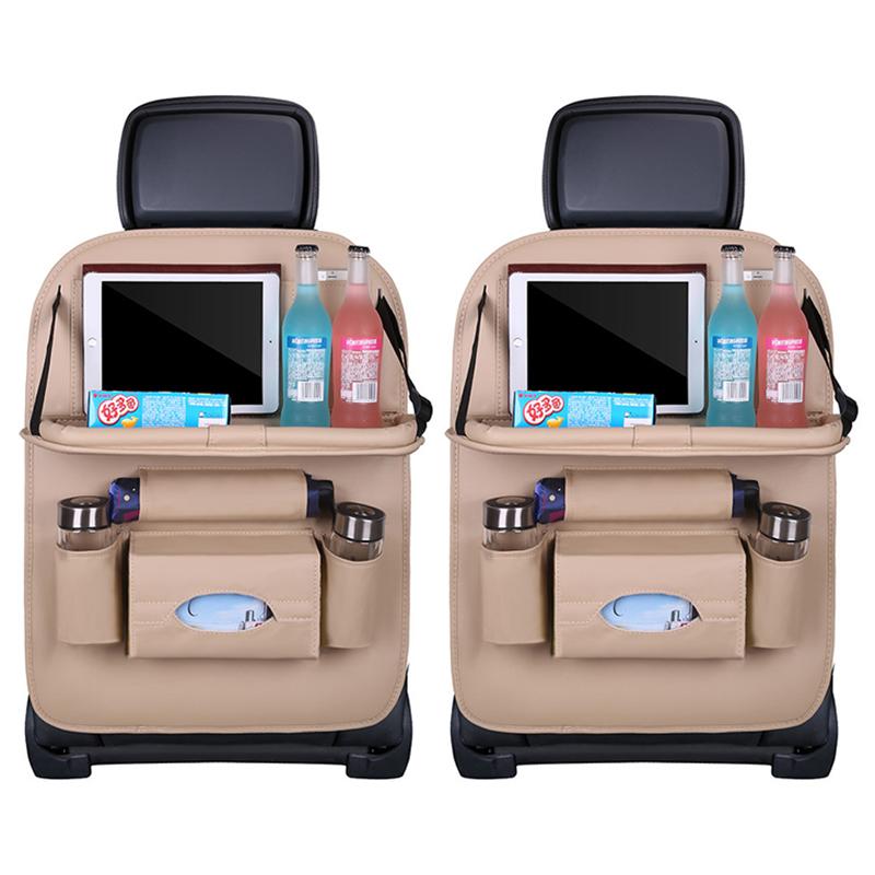 1/2pcs Car Seat Back Organizer Bag Foldable Table Tray Travel Storage Bag Car Seat Organizer Storage Auto Accessories Interior