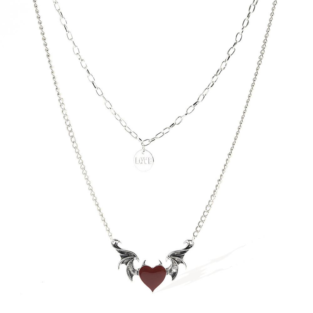 Trendsetting Geometric Heart And Wing Necklace Unique Alloy Jewelry For Women