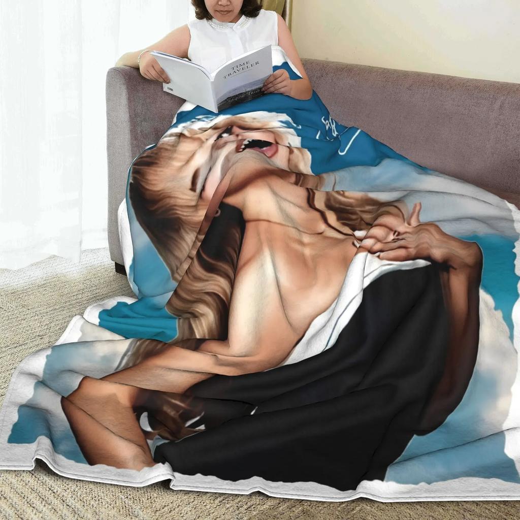 Sabrina Carpenter Eras Tour Throw Blanket for Couch Singer Espresso Fuzzy Soft Plush Blanket Multi-size Bedspread