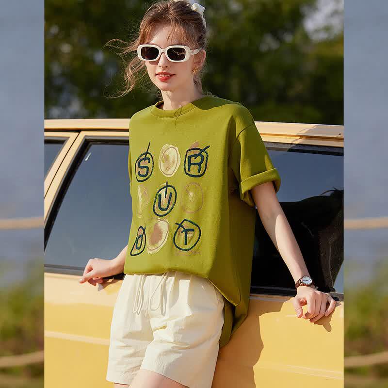 Women s Embroidered & Printed Cotton Blend T-Shirt M