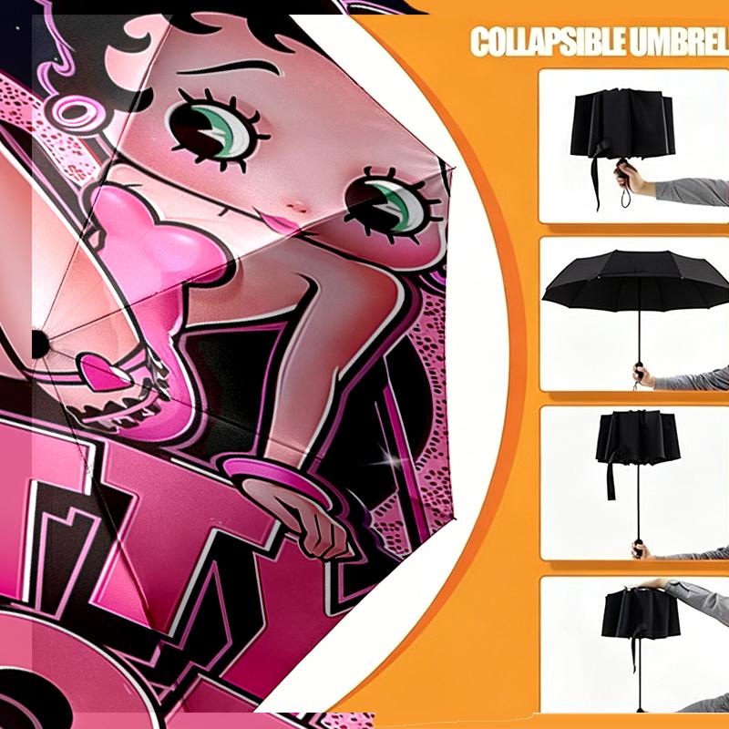 Betty Boop Print Umbrella Automatic Opening/ Closing - Portable Foldable Design - Daily use for Travel/Outdoor - Gift for Birthday